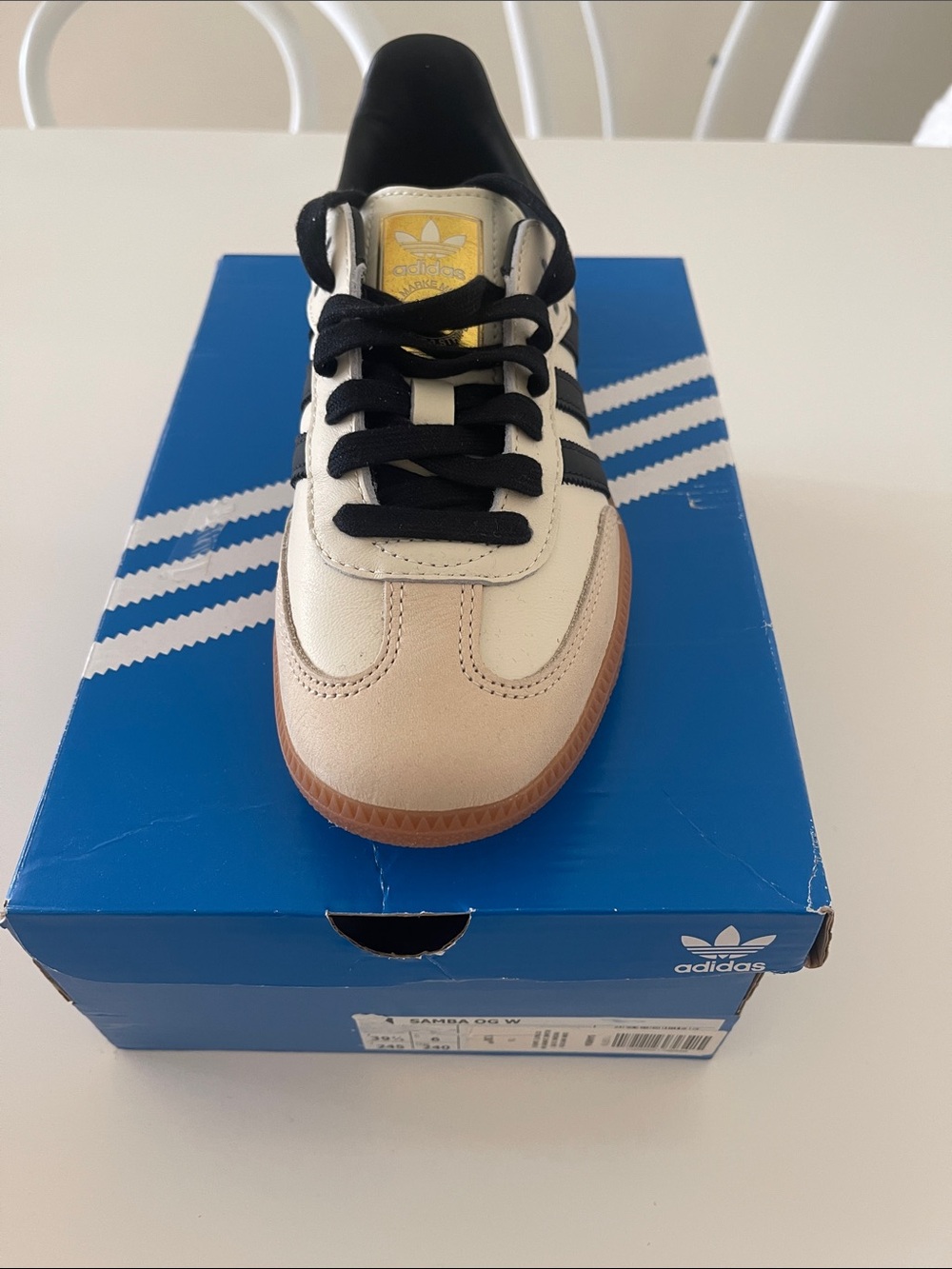 adidas Samba Sneaker in White, Black & Tan